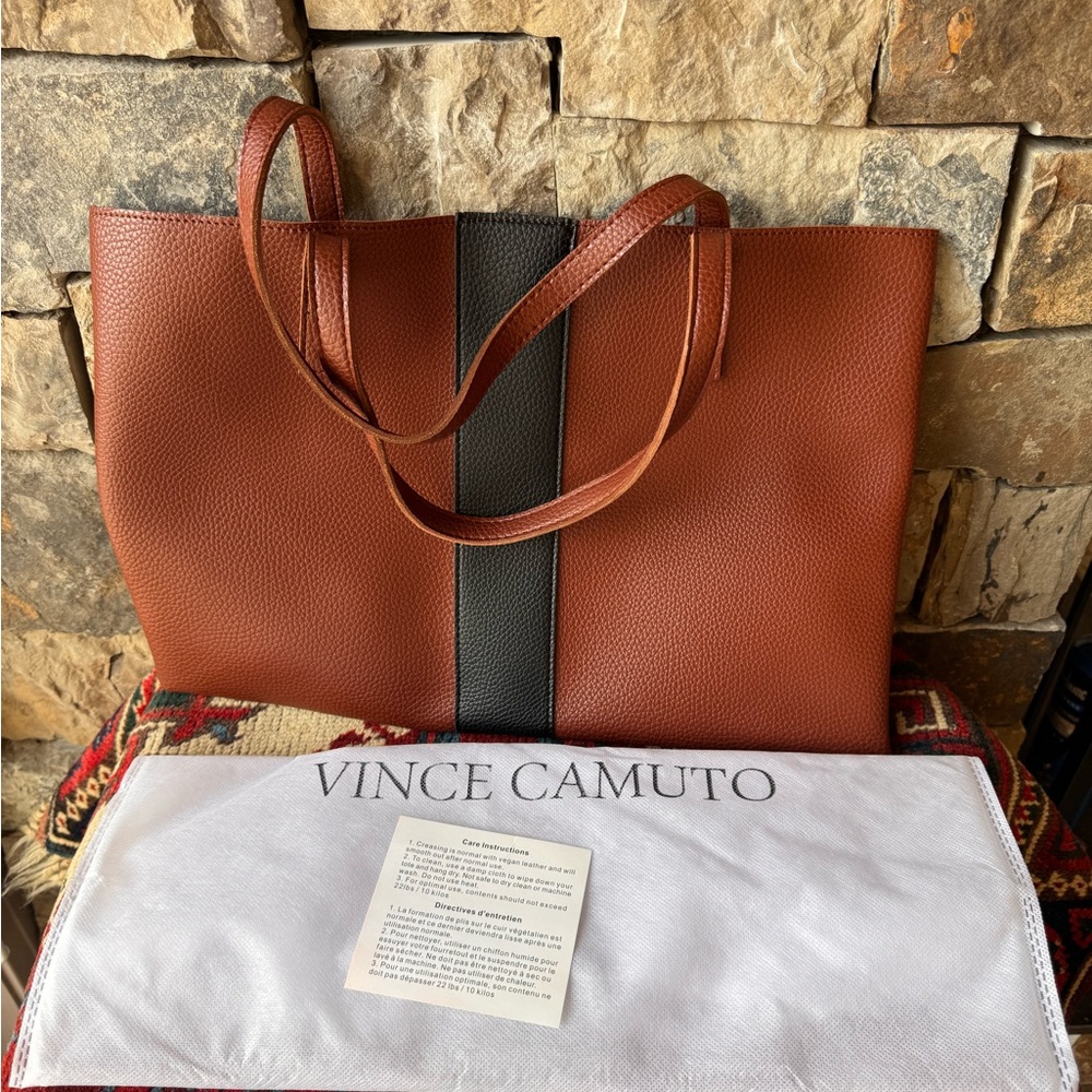 Vince Camuto Brown Vegan Leather Luck Bag NEW with Duster bag